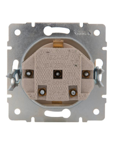 Розетка 1-м СП Karina с заземл. защ. шторки керамика механизм крем. LEZARD 707-0388-124