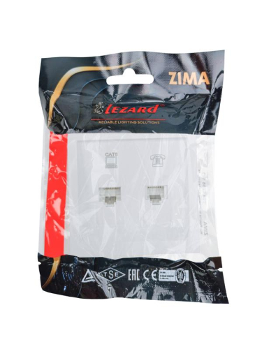 Розетка компьютер+телефон с модулем Cat 6 СП ZIMA бел. LEZARD 704-0288-144