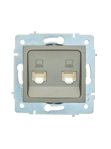 Розетка компьютерная 2-м СП ASTI IP20 RJ45 механизм платина. LEZARD 7081-3588-141