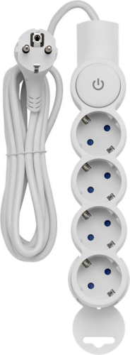 Удлинитель 4х3м с заземл. 10А IP20 ПВС 3х0.75 с выкл. защ. шторки REV 32014 4