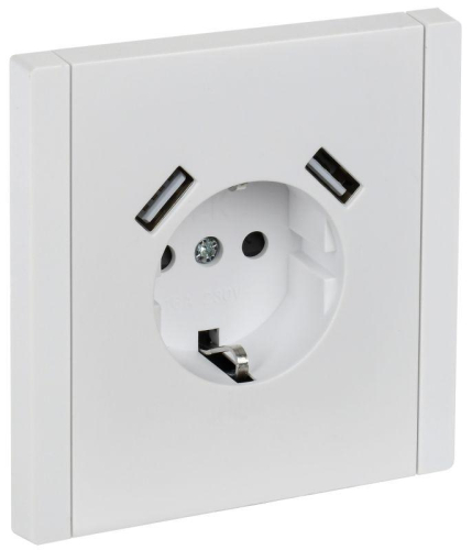 Розетка FORTE&PIANO 16А USB A+A 3.1А FP245 с заземл. защ.штроки винт. крепл. бел. IEK FP-R14-16-U21-D31-K01