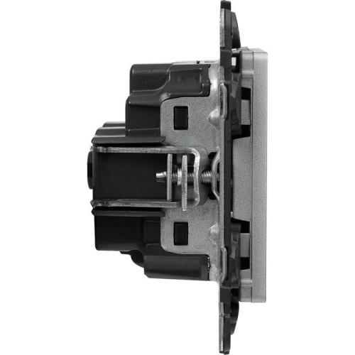 Розетка 1-м СП Valena Life 16А IP20 250В 2P+E защ. шторки безвинтов. клеммы с лицев. панелью механизм алюм. Leg 753620