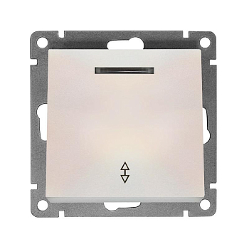 Переключатель проходной 1-кл. СП Афина 10А IP20 с подсветкой механизм жемчуж. Universal A0125-OBr