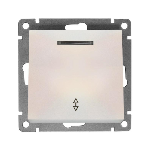 Переключатель проходной 1-кл. СП Афина 10А IP20 с подсветкой механизм жемчуж. Universal A0125-OBr