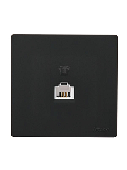 Розетка телефонная 1-м ОП LETO черн. бархат LEZARD 752-4200-137