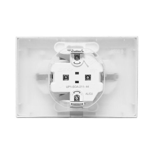 Розетка 2-м СП Эпика 16А IP44 с заземл. защ. шторки с рамкой с крышками механизм алюм. EKF UP1-SOA-211-44