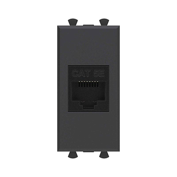 Розетка компьютерная 1мод. Avanti "Черный матовый" RJ45 кат.5E без шторок модульная механизм DKC 4412661