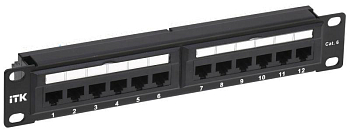 Патч-панель 1U кат.6 UTP 12 портов 10" Dual IDC ITK PP12-1UC06U-D05-10