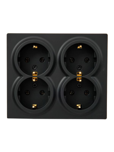 Розетка 4-м ОП LETO с заземл. закрытый корпус ПБТ черн. бархат LEZARD 752-4200-127BDP