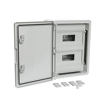 Корпус пластиковый распределительный ЩРН-24 IP65 сер. дверь 400х300х170 Промрукав PR08.26499