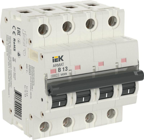 Выключатель автоматический модульный 4п B 13А M06N ARMAT IEK AR-M06N-4-B013