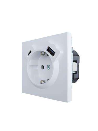 Розетка 1-м СП ZIMA IP20 Type-C + USB с заземл. механизм бел. LEZARD 704-0288-181TC