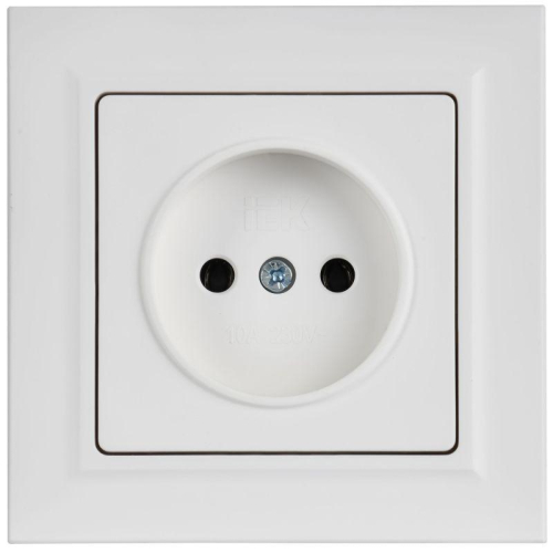 Розетка BRITE РСР10-1-0-БрАБ 10А в сборе без заземл. без защ. шторок арктич. бел. IEK BR-R10-10-K91-F