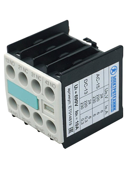 Блок-контакт 3RH1911-1FA22 4п 2НО+2НЗ IP20 для контакторов типоразмера S00 фронтальный винтов. клеммы Электротехник ET014819