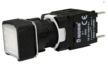 Кнопка нажимная возвратная квадратная (1НО) бел. EMAS D100KDB