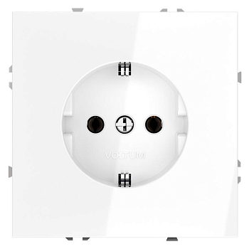 Розетка 1-м СП S70 16А с заземл. механизм бел. глянцевый Voltum VLS040101