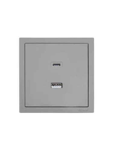 Розетка СП ZIMA IP20 Type-C + USB механизм сер. матов. LEZARD 704-7488-192TC