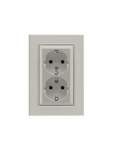 Розетка 2-я Karea LINE STAR с заземл. жемчуж. Makel 86100082