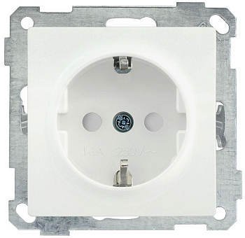 Розетка 1-м СП Bolero РС14-1-0-Б 16А IP20 с заземл. защ. шторки механизм бел. IEK ERB14-K01-16-1