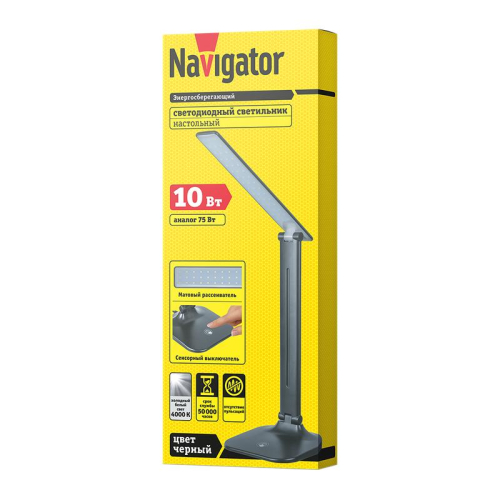 Светильник светодиодный настольный 80 689 NDF-D038-10W-4K-BL-LED 10Вт 4000К 700лм сенсор диммир. на основании черн. Navigator 80689