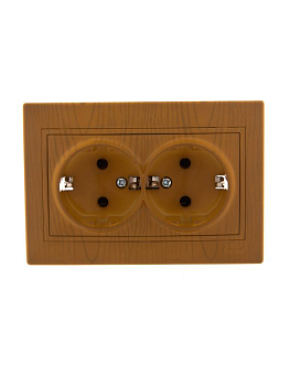 Розетка 2-м СП Mira 16А IP20 с заземл. керамика ольха LEZARD 701-0701-127
