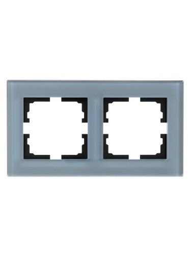 Рамка 2-местн. гориз. VESNA стекло серо-голуб. LEZARD 742-7080-147