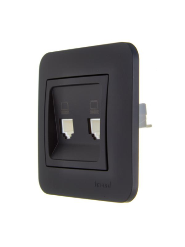 Розетка компьютерная 2-м СП ASTI IP20 RJ45 в сборе черн. бархат LEZARD 7081-4242-141