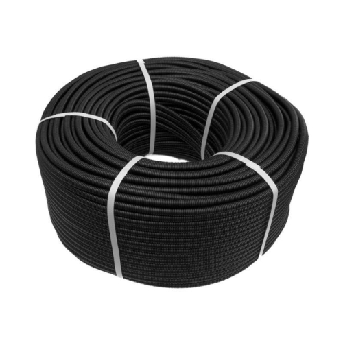 Труба гофрированная ПА dвн 9.8мм dнар 13.2мм безгалоген. (HF) разрезная черн. (уп.500м) Промрукав PR02.0303