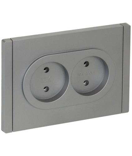 Розетка 2-м СП FORTE&PIANO FP526 10А без заземл. без защ. шторок безвинт. крепл. сталь IEK FP-R20-10-1-K46