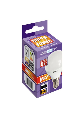 Лампа светодиодная PLED-SP 9Вт G45 4000К нейтр. бел. E14 E JazzWay 5019096