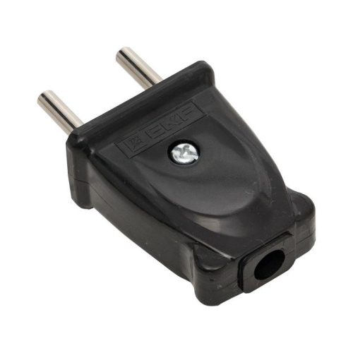 Вилка плоская 10А 250В без заземл. черн. PROxima EKF EKF AVP10-30-rpl