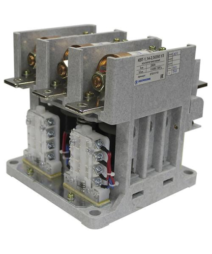 Контактор вакуумный КВТ-1 14-2 5/250-3 У3 3п 250А кат. 380В 2НО+2НЗ IP00 без реле с литым модулем питания Электротехник ET011715