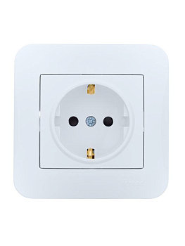 Розетка 1-м СП ASTI 16А IP20 с заземл. защ. шторки термопласт в сборе бел. LEZARD 7081-0202-124B