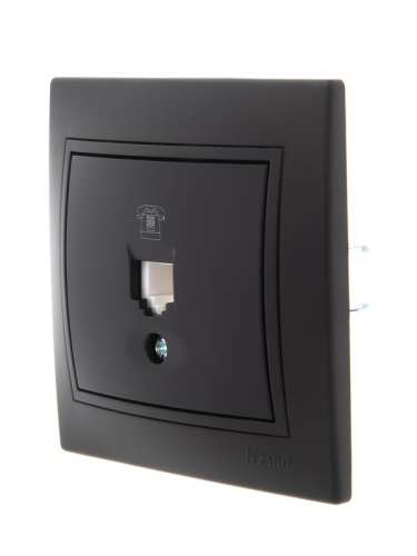Розетка телефонная Mira RJ11 евро стандарт со вставкой черн. бархат LEZARD 701-4242-137