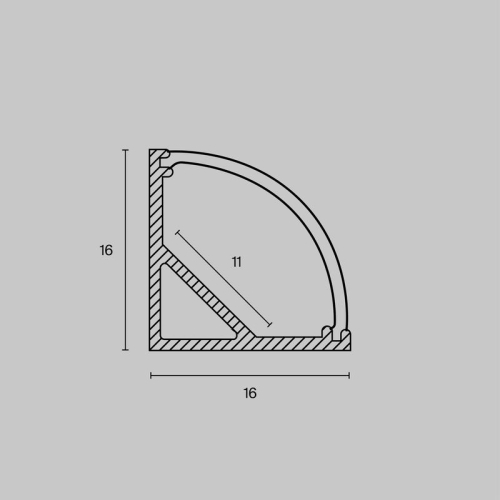 Профиль алюминиевый накладной 16х16 Maytoni ALM008S-2M