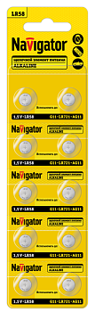 Элемент питания алкалиновый "таблетка" 95 667 NBT-10 (LR58 AG11 LR721 BP10) (блист.10шт) Navigator 95667