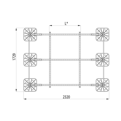 Конструкция опорная для установки оборудования TECHNORAPTOR FOOT 2000х1500 тип 1 KM-TR-F-SSEI-2000-1500-1 КМ TR0041