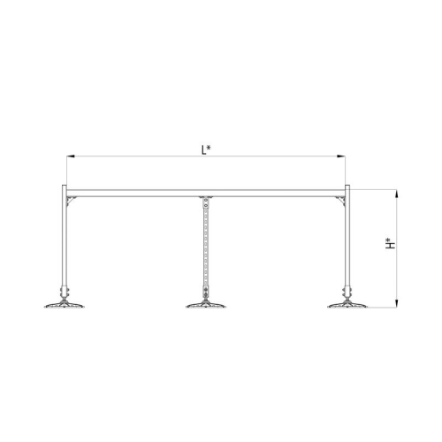 Конструкция опорная для горизонт. прямоугол. воздуховодов и метал. лотков кабеленесущих систем TECHNORAPTOR FOOT 2500х1000 KM-TR-F-SSHRAD-2500-1000 КМ TR0091