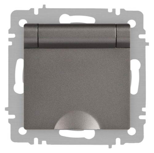 Розетка Accent 6-203-09 2P+E Schuko с крышкой 16А-250В IP20 СУ AL/CU титан Intro Б0063471