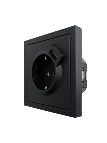Розетка 1-м СП ZIMA IP20 + USB с заземл. механизм черн. бархат LEZARD 704-4288-181