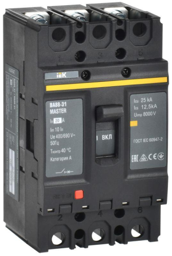 Выключатель автоматический 3п 20А 25кА ВА88-31 MASTER IEK SVA00-3-0020-02