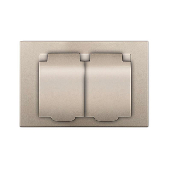 Розетка 2-м СП Афина 16А IP20 с заземл. c крышкой в сборе шампань Universal A0031-Br