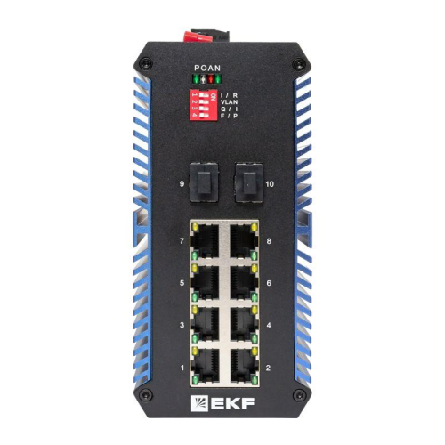 Коммутатор неуправляемый промышленный U-2GX/SFP-8GTP 2 порта 1000Base-X SFP 8 портов 10/100/1000Base-T(X) RJ45 c PoE монтаж на DIN-рейку TSX EKF TSX-U-2GX/SFP-8GTP