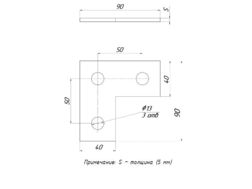 Пластина STRUT L-образ. 3 отверстия HDZ EKF stpl3-HDZ