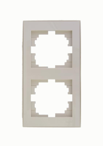 Рамка 2-м Rain вертикал. с боковой вставкой крем. LEZARD 703-0303-152