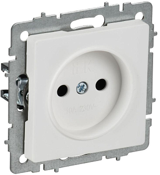 Розетка BRITE РС10-1-0-БрАБ 10А без заземл. без защ. шторок механизм арктич. бел. IEK BR-R10-10-K91