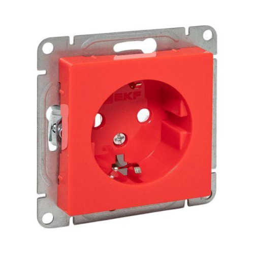 Розетка СП Эпика 16А с заземл. защ. шторки механизм красн. EKF UP1-SOR-111
