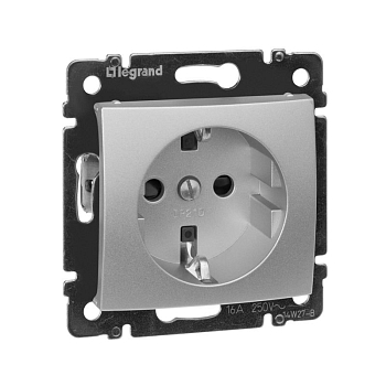Розетка 1-м СП Valena 16А IP21 230/250В 2P+E с заземл. защ. шторки на винтах механизм алюм. IEK 770121