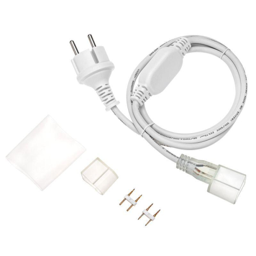 Набор установочный для односторон. гибкого неона 15х26мм (шнур питания каучук с диодным мостом и вилкой; заглушка; переходная муфта; игла) 1.5м Neon-Night 134-504