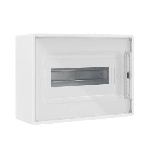 Щиток настенный 12мод. IP41 с прозр. дверцей с 2 шинами PEN на 8+6 отверст. бел. DKC F12W1WT